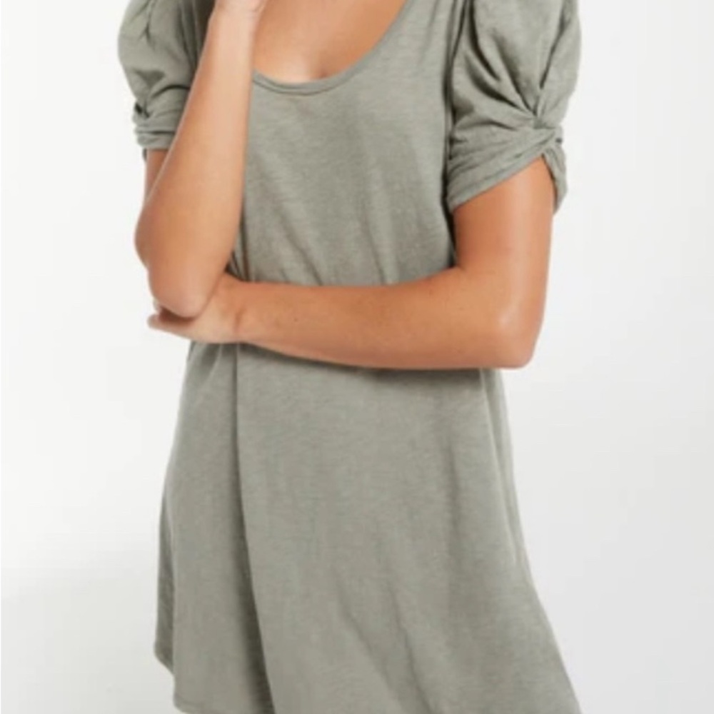 Z Supply Puff Sleeve Green Sage Dress XS